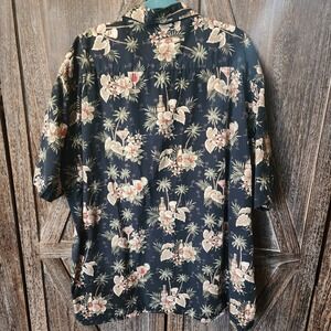 Pierre Cardin Shirt Mens Size 2XLT Short Sleeve Button Up Floral Tropical Drinks